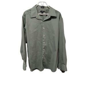 Claiborn Men's‎ Green Button Down Long Sleeve Dress Shirt 17 1/2